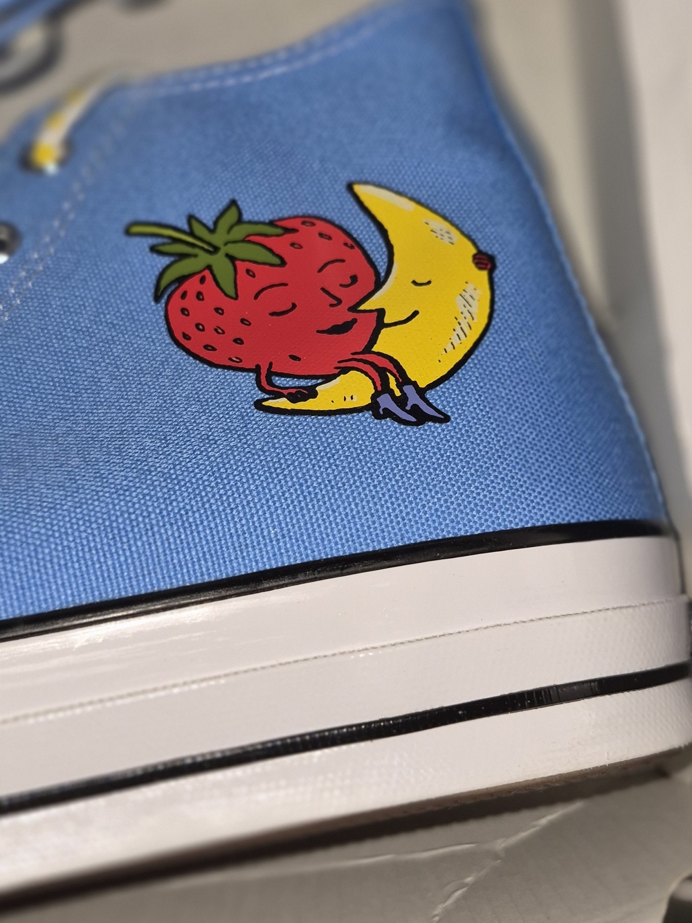 Converse Men's  Blue Canvas High-Top Sneakers with Strawberry Accent - Picture 7 of 10